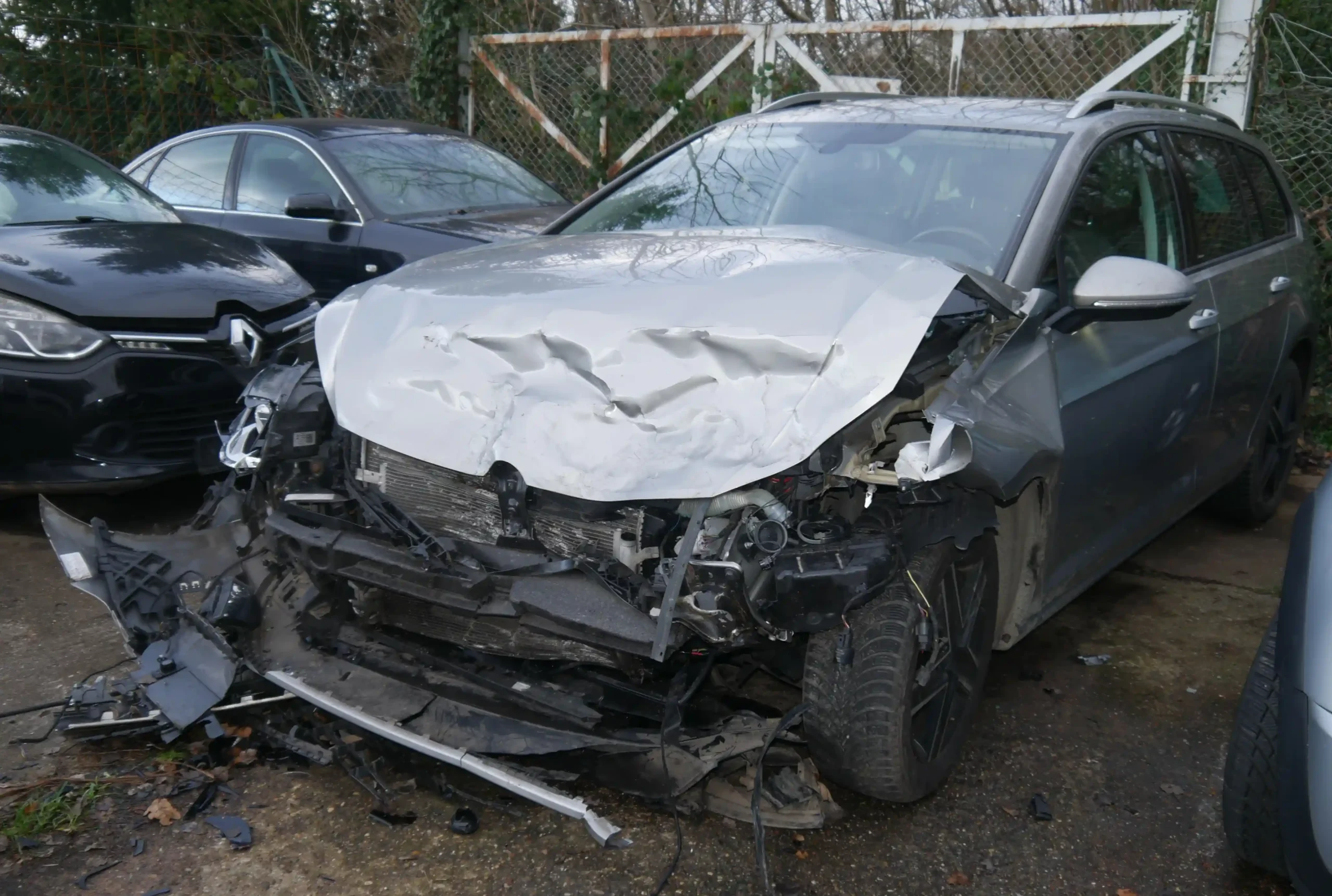 Starker Frontschaden am Fahrzeug nach einem Wildunfall – der Sachverständige dokumentiert Anstoßspuren und verdeckte Schäden für die Teilkasko